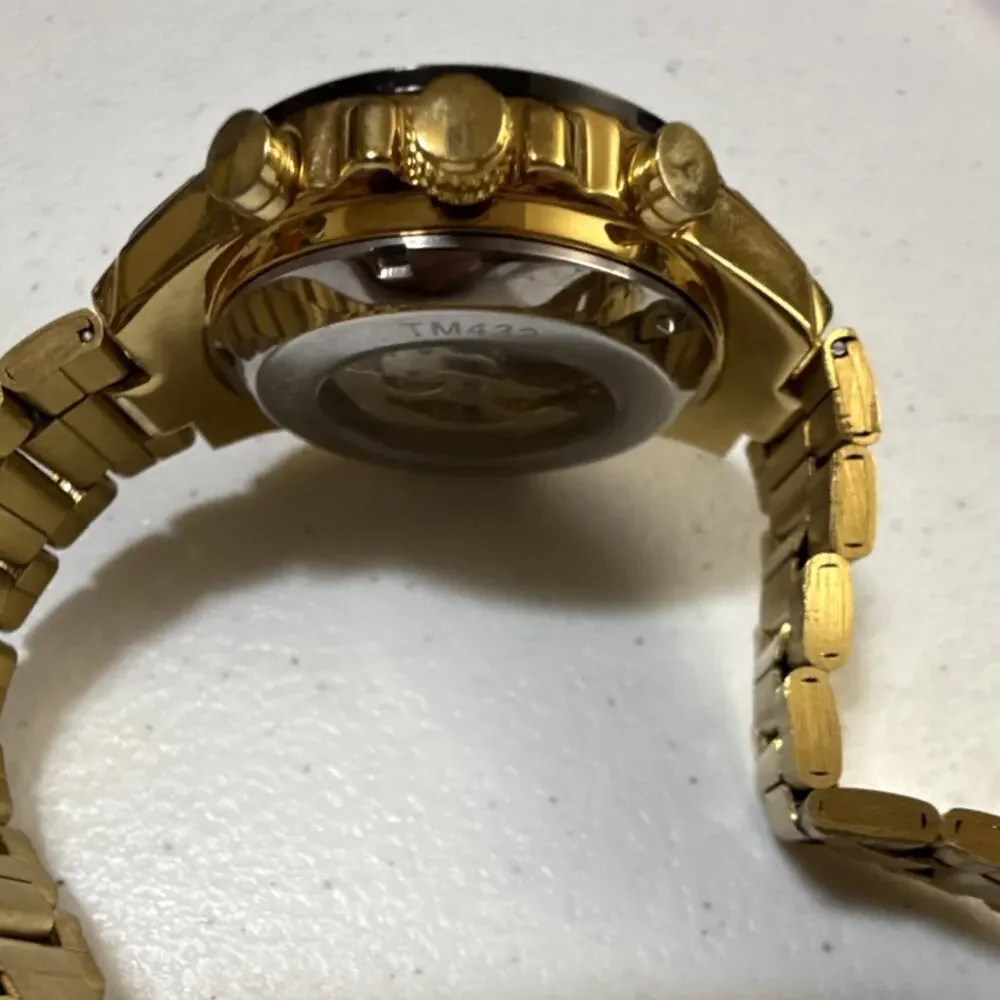 Winner TM432 Men's Wristwatch Gold Skeleton Automatic Tachymeter (B18)